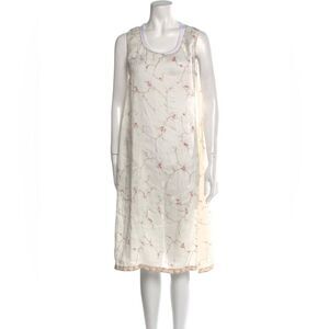 Dosa Cherry Blossom 100% Silk Midi Scoop Neck Sleeveless Tent Dress Size 1